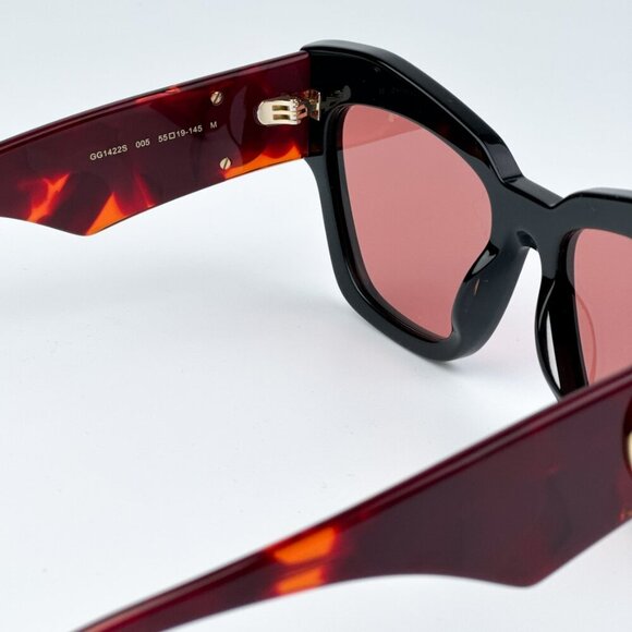 Gucci GG1422S 005 BRAND NEW Sunglasses Black Havana Rust Square Women main image 2